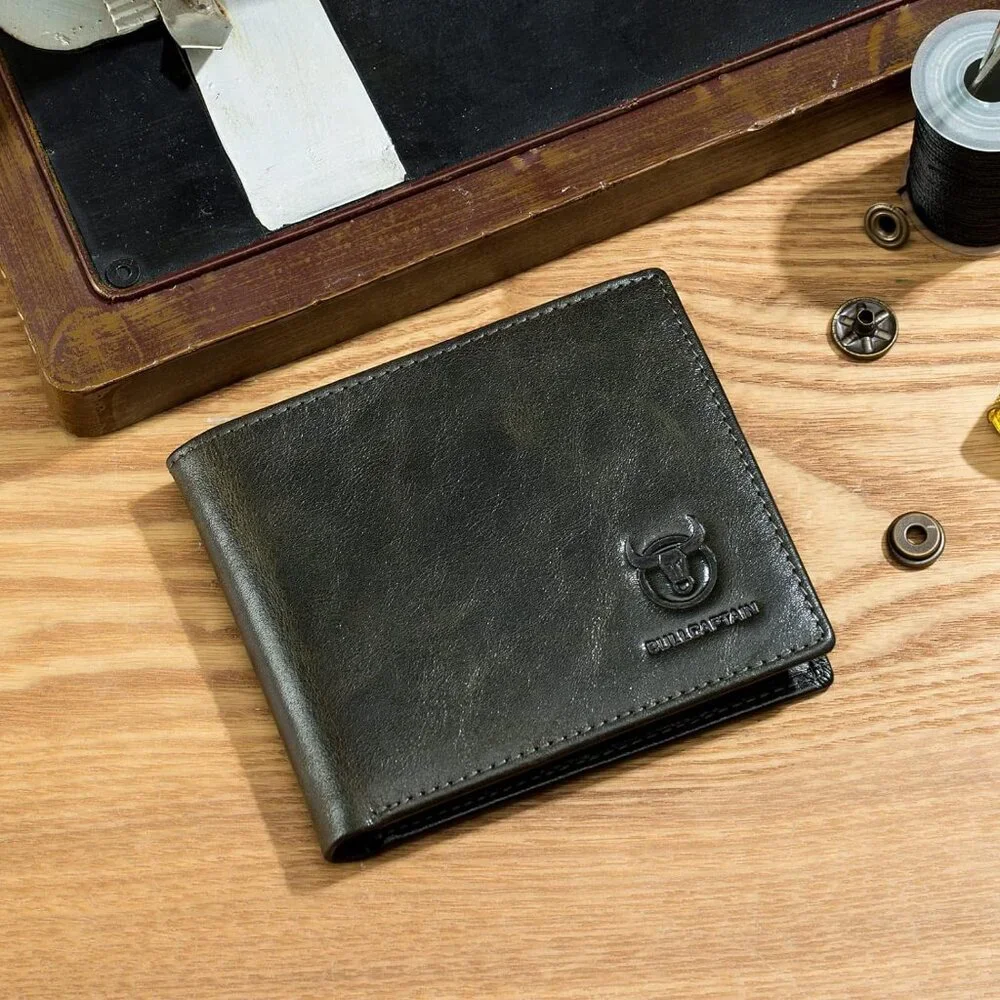 Wallets for Men Slim Bifold Genuine Leather Front Pocket Wallet Forest Green